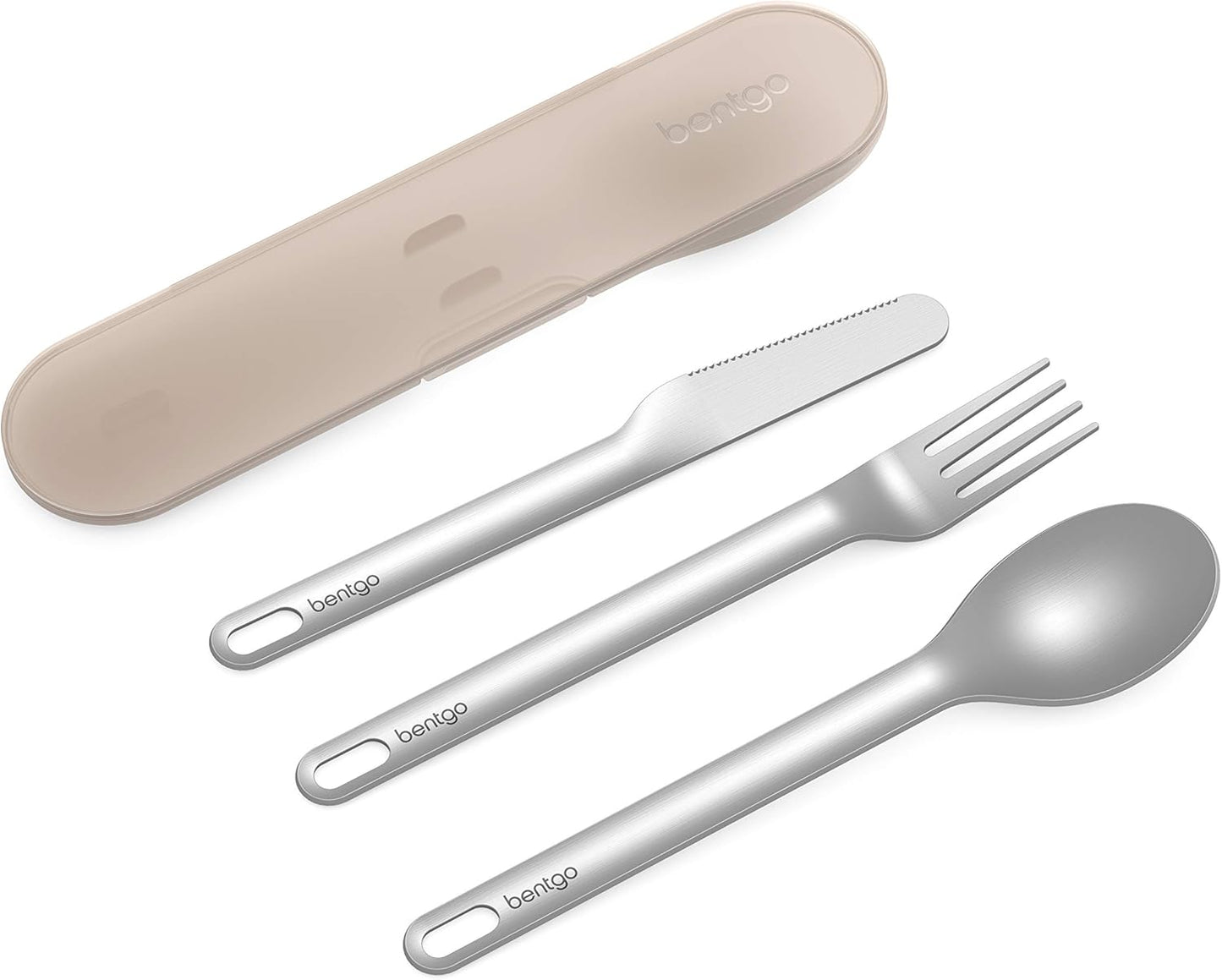 Bentgo Stainless Travel Utensil Set - Reusable 3-Piece Silverware Set with Carrying Case, High-Grade Premium Steel, BPA-Free Case, Eco-Friendly - Ideal for Travel, Camping, and Office Use (Gray)