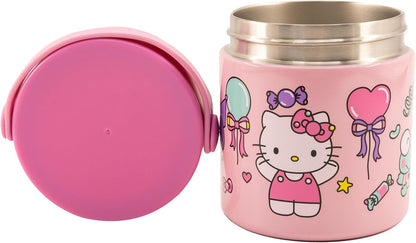 Sanrio Hello Kitty and Friends Insulated Soup Container for Kids | 12oz Thermo Food Jar with Handle Featuring Hello Kitty, Kuromi, Keroppi | Leakproof Stainless Steel Lunch Jar | Ages 3+