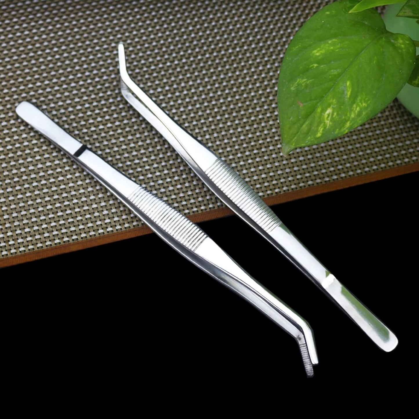 2-Pack 12-Inch BBQ Kitchen Tweezers Tongs, Extra-Long Stainless Steel Cooking Tweezers Dishwasher Safe for Grilling, Baking & Food Prep (12Inch BBQ Tongs)