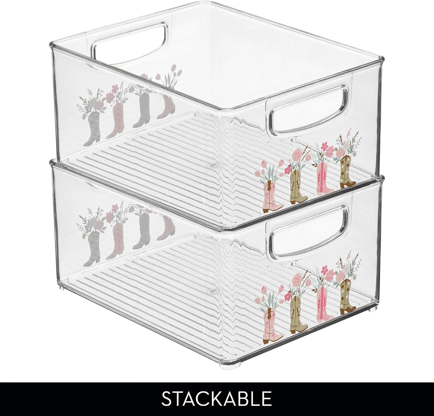 iDesign Stackable Clear Plastic Bin - Kitchen Organizers and Storage for Fridge and Pantry, 2-Pack