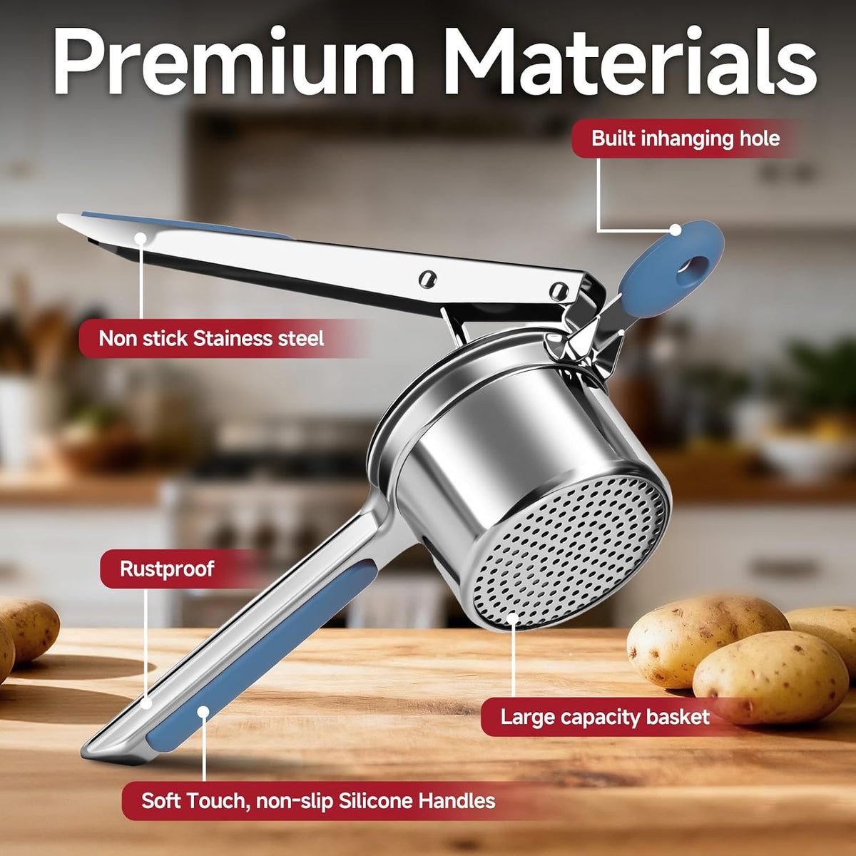 Potato Ricer for Mashed Potatoes-Stainless Steel 15oz