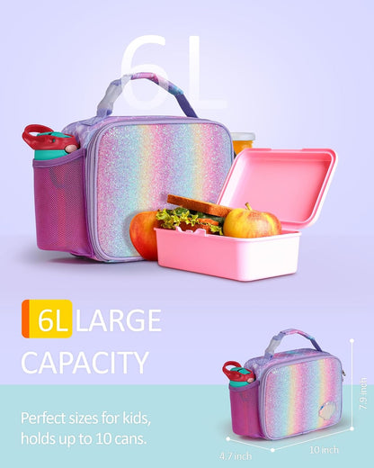 Bagseri Kids Lunch Bag Boys - Thermal Insulated Lunch Box Tote with Water Bottle Holder, Reusable Leak-Proof Kids Lunch Box for Daycare & School, Black Dinosaur (Containers Not Included)