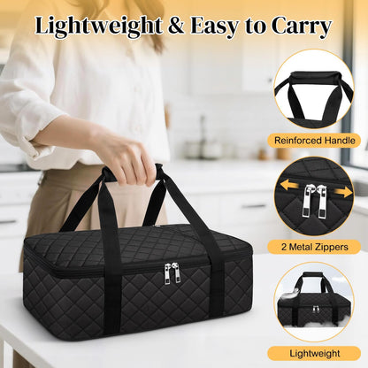 Coobiiya Insulated Casserole Carrier,Lasagna Lugger Tote Keeps Food Hot or Cold,Thermal Lunch Bag Warmer & Cooler Carrier Bag,Portable Tote Bag Fits 9" x 13" Baking Dish for Picnic and Cookout