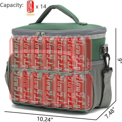 FlowFly Insulated Reusable Lunch Bag Adult Large Lunch Box for Women and Men with Adjustable Shoulder Strap,Front Zipper Pocket and Dual Large Mesh Side Pockets,Cherry - Colors B