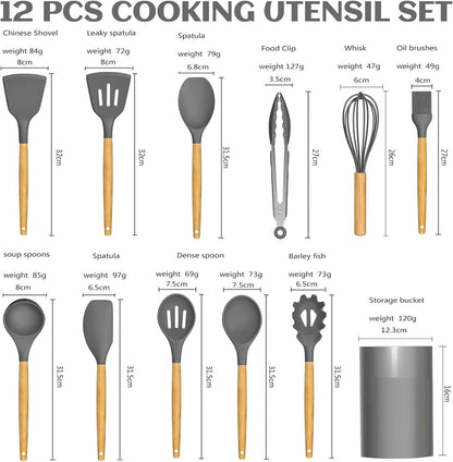 Silicone Cooking Utensils Set For Kitchen, Spoons Spatula Spatulas Accessories, Baking Heat Resistant Cookware De Home, Rubber New Apartment Decor, Plastic Nonstick Turner Tool (black)
