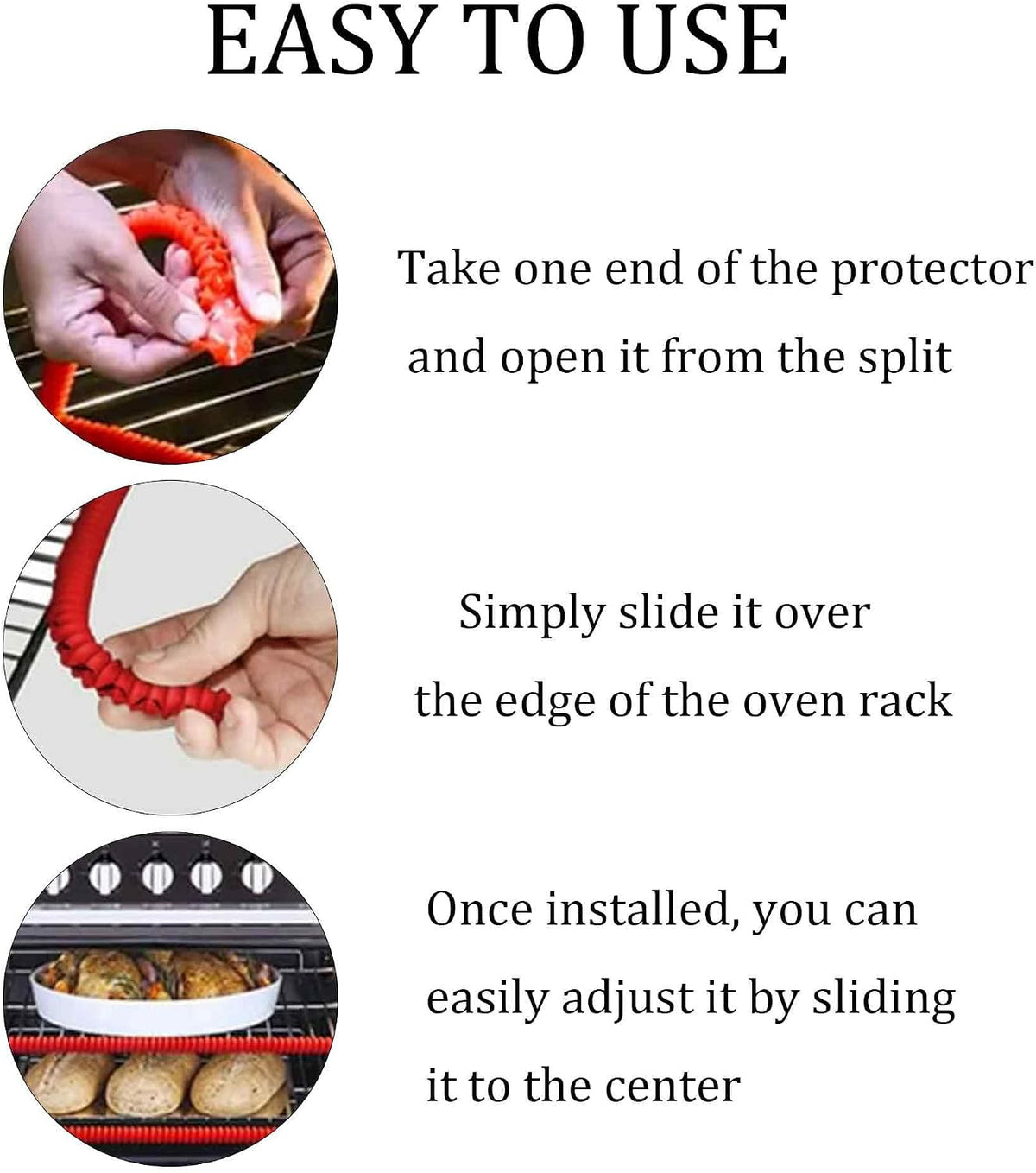 14 Inch Oven Rack Guards, Silicone Edge Protectors for Kitchen Oven Racks, Protective Covers(Red)