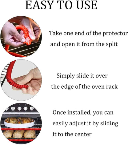 14 Inch Oven Rack Guards, Silicone Edge Protectors for Kitchen Oven Racks, Protective Covers(Red)