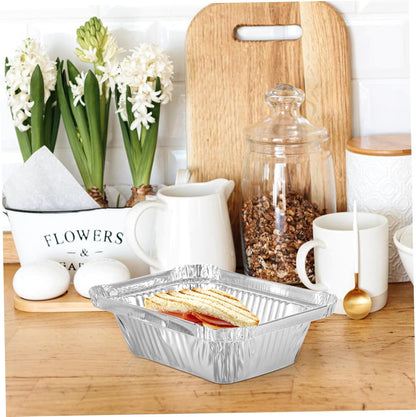 50pcs Aluminum Foil Baking Pans Disposable Baking Dishes for Oven Bbq Prep Tub