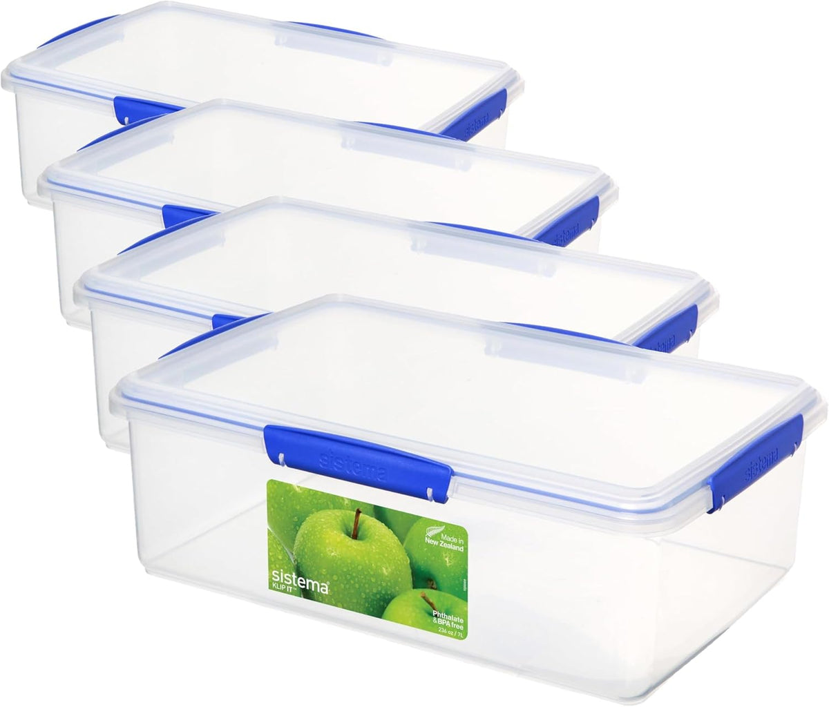 Sistema KLIP IT Large 7L Food Storage Container, Airtight & Stackable, Dishwasher, Freezer, & Microwave-Safe, BPA-Free