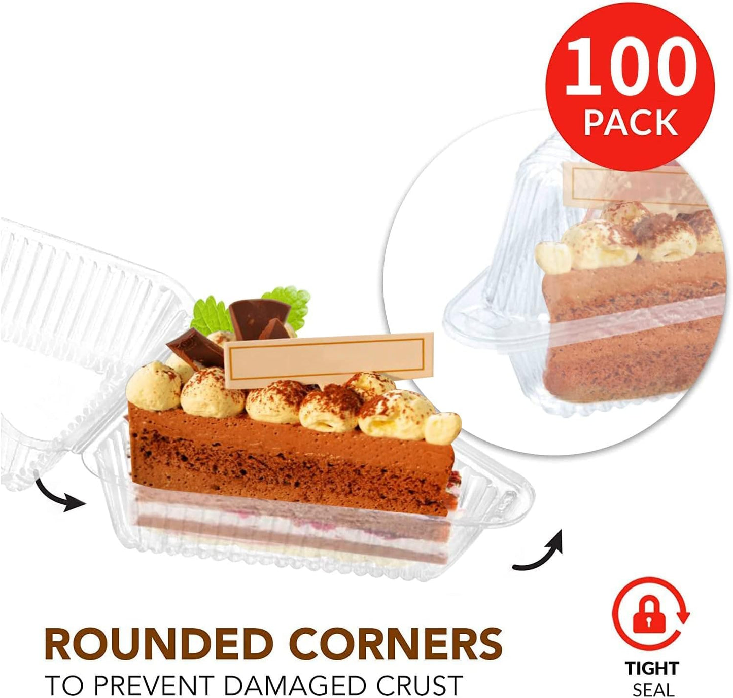 Goiio 300 Pieces Cake Slice Plastic Containers, 4.33 Inches Hinged Lid Cheese Cake Container, for Home, Bakery and Cafe