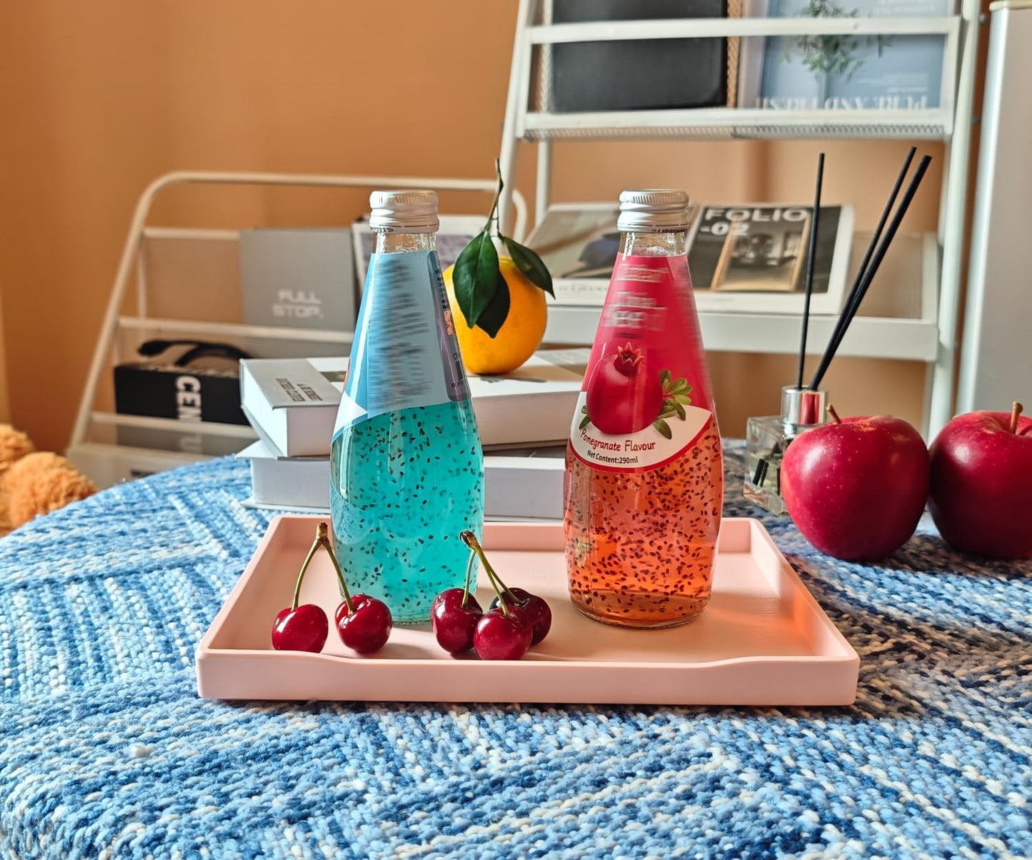 White Serving Tray (13.5 x 9.6 inch) for Serving Accessory, Elegant & Stackable Plastic Tray for Spa, Coffee, Drinks, Tea, Bar, Party, Seasoning, Perfume and Display Use.