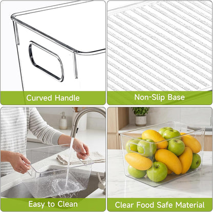 14 Pack Fridge Organizer, Stackable Refrigerator Organizer Bins with Lids PBA-Free, Clear Fridge Organizers and Storage for Kitchen, Countertops, Cabinets, Fridge, Drinks, Fruits, Vegetable, Cereals