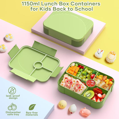 HOMETALL Bento Lunch Box for Kids - Leakproof Bento Box with 6 Compartments Portions Lunchbox for Kids Ages 3 to 7 Back to School, BPA-Free Snack Packing Containers Reusable On-the-Go Meal Prep, Pink