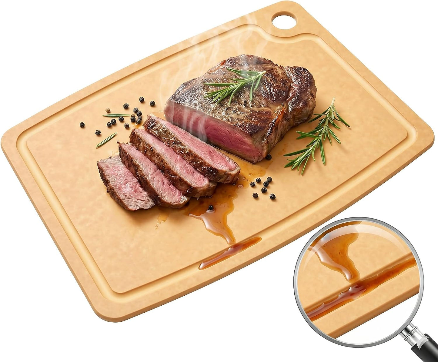 3PCS Wood Fiber Cutting Board - Dishwasher Safe Cutting Boards for Kitchen Set of 3 Composite Wood Chopping Boards with Juice Groove, Non-Slip Feet & Lightweight Eco-Friendly for Indoor/Outdoor Used