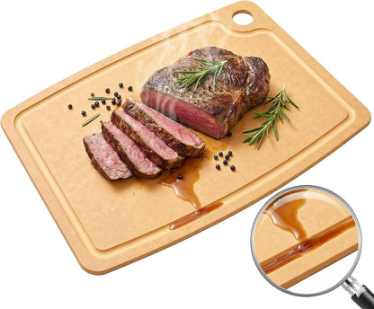 3PCS Wood Fiber Cutting Board - Dishwasher Safe Cutting Boards for Kitchen Set of 3 Composite Wood Chopping Boards with Juice Groove, Non-Slip Feet & Lightweight Eco-Friendly for Indoor/Outdoor Used