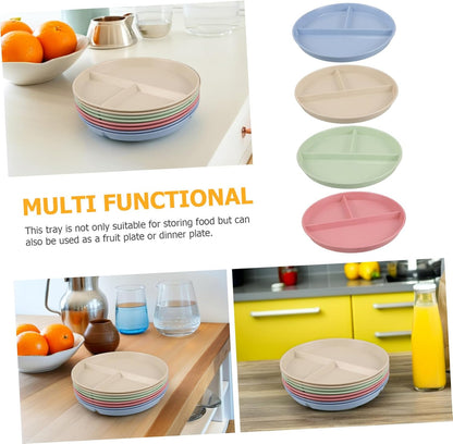 OUNONA 8pcs Divided Food Plate Three-compartment Snack Serving Tray for Control for Fruits Desserts Meal Prep Easy to Clean and Versatile Use