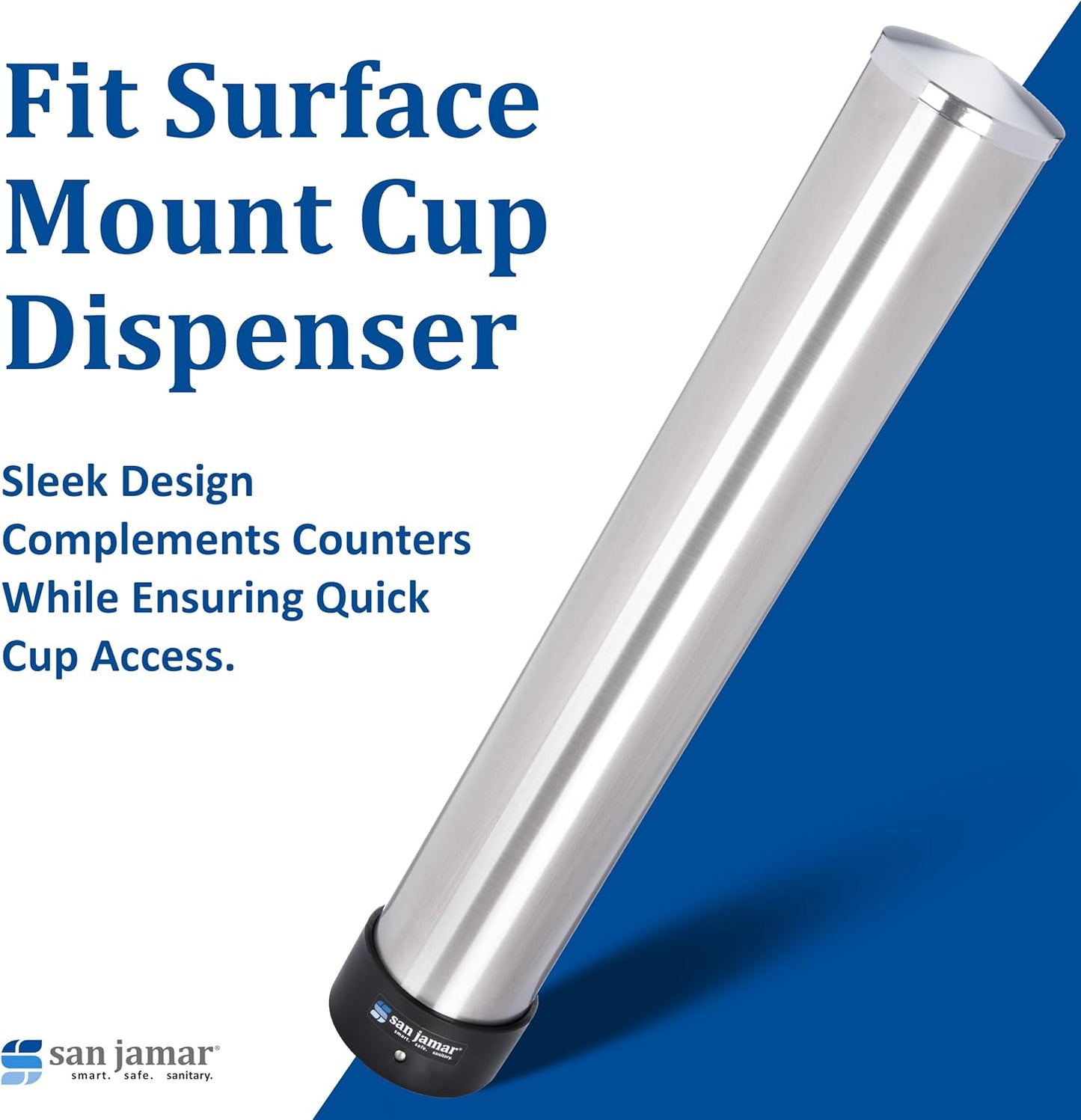 San Jamar Pull-Type Cup Dispenser 12-24 Oz. Cups for Restaurants, Home, and Office, Plastic, 23.5 Inches, Silver