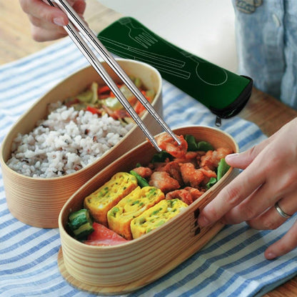 SENHAI 8 Pieces Flatware Sets Knife, Fork, Spoon, Chopsticks, 2 Pack Rustproof Stainless Steel Tableware Dinnerware with Carrying Case for Traveling Camping Picnic Working Hiking