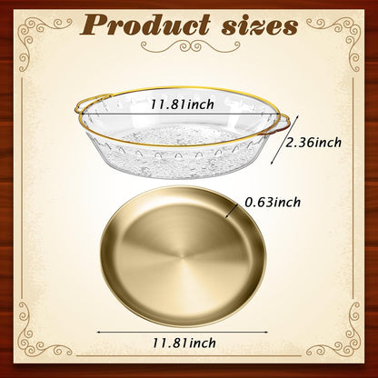 Baderke 1 Set 11.8" Chilled Serving Tray for Parties with Compartments Ice Chilled Party Platter Charcuterie Serving Board Cold Dish Dip for Fruit Seafood Vegetable Shrimp Cocktail (Natural)