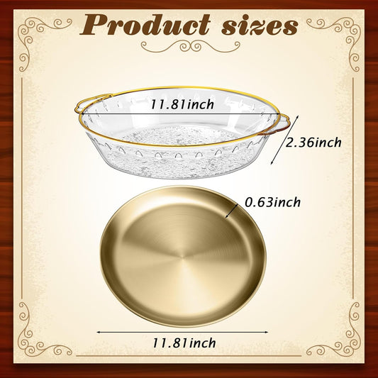 Baderke 1 Set 11.8" Chilled Serving Tray for Parties with Compartments Ice Chilled Party Platter Charcuterie Serving Board Cold Dish Dip for Fruit Seafood Vegetable Shrimp Cocktail (Natural)