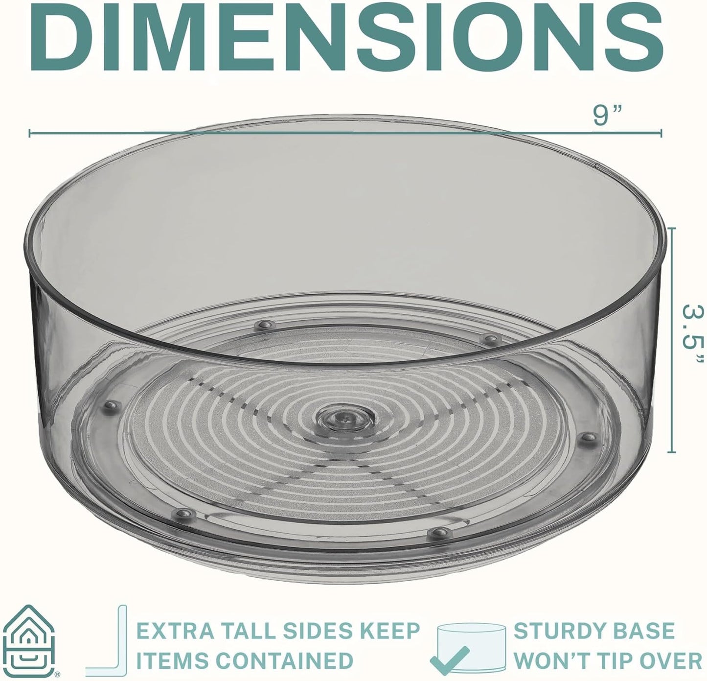 Home Intuition Round Plastic Lazy Susan Turntable Food Storage Container for Kitchen (5 Removable Bin, 2 Pack)