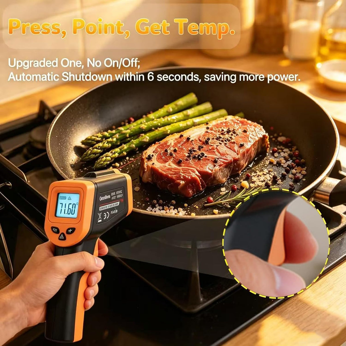 OnniOne Infrared Thermometer Temperature Gun for Cooking -58℉~1022℉