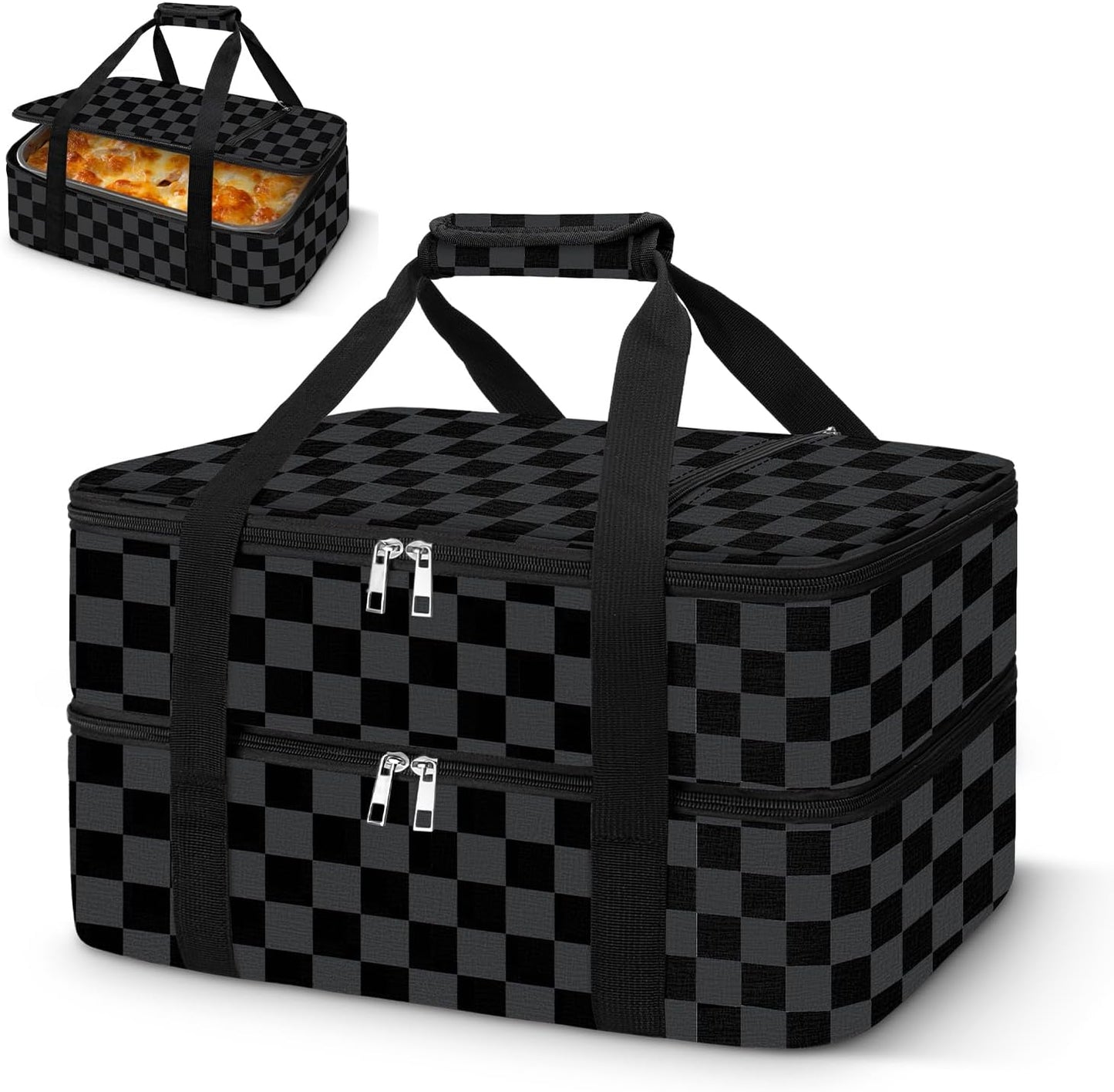Coobiiya Insulated Casserole Carrier,Lasagna Lugger Tote Keeps Food Hot or Cold,Thermal Lunch Bag Warmer & Cooler Carrier Bag,Portable Tote Bag Fits 9" x 13" Baking Dish for Picnic and Cookout
