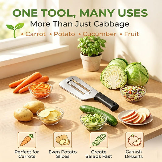 Cabbage Shredder Vegetable Slicer Cole Slaw Knife Lettuce Shredding Hand Held Peeler Stainless Steel Tool Veggie Cutter Cut Chopper Japanese Multifunctional Thickened Fruit Julienne