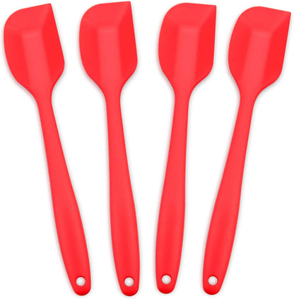 Silicone Spatula 4-piece Set, Heat-Resistant Spatulas, Non-stick Rubber Spatulas with Stainless Steel Core