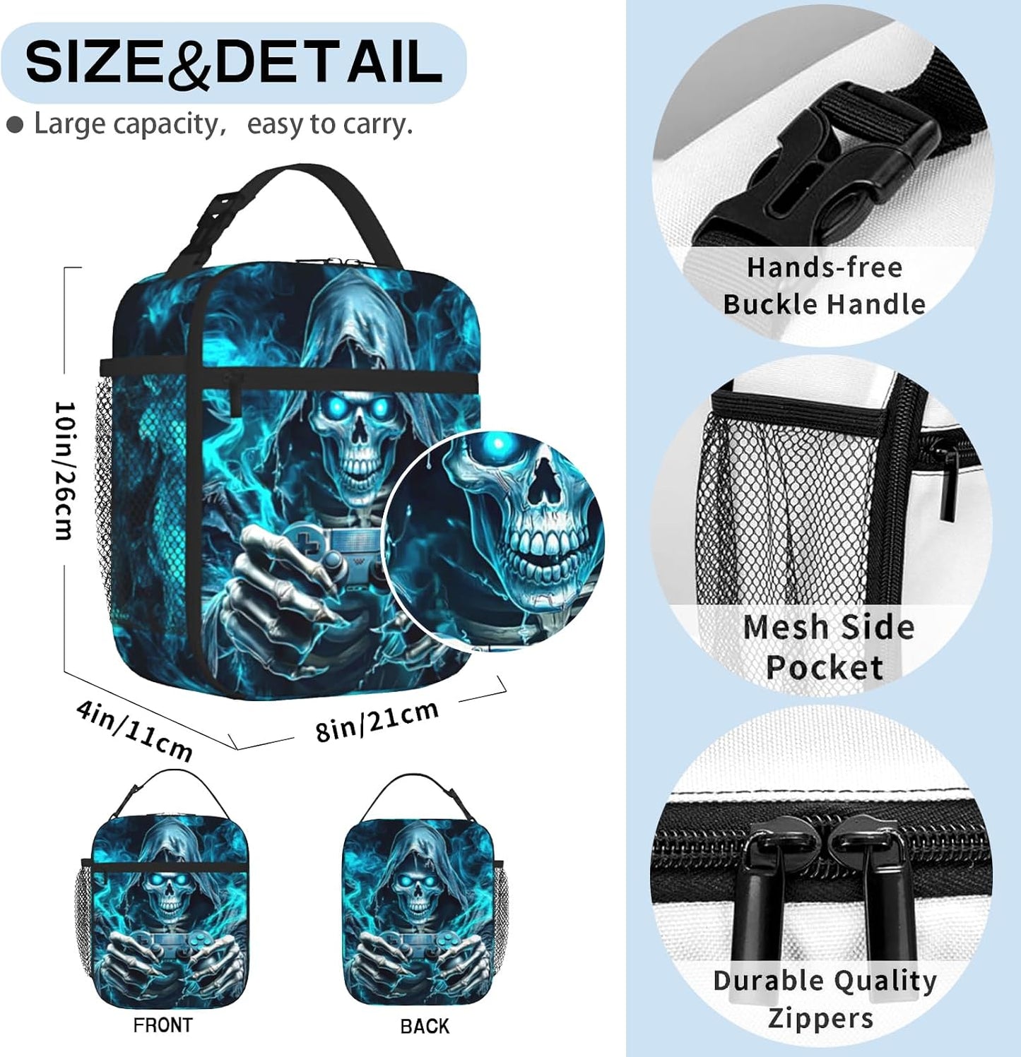 Boys Lunch Box for School Insulated Football Lunch Bag for Kid Boys Girls Teen Bento Boxes to School Office Picnic Travel Hiking Lunchbag Waterproof Leakproof with Adjustable Shoulder Strap