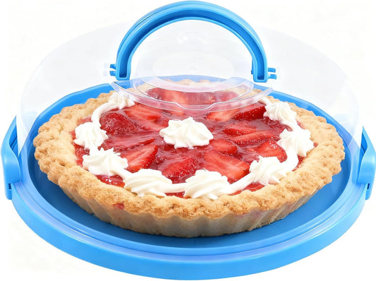 12inch Portable Pie Carrier with Lid and Cupcake Muffin Tart Cookie Keeper Food, for Wedding Party Baby Shower Party Christmas (Green)