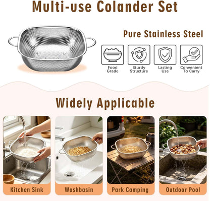 P&P CHEF Stainless Steel Colander Set, Strainers and Colanders for Kitchen