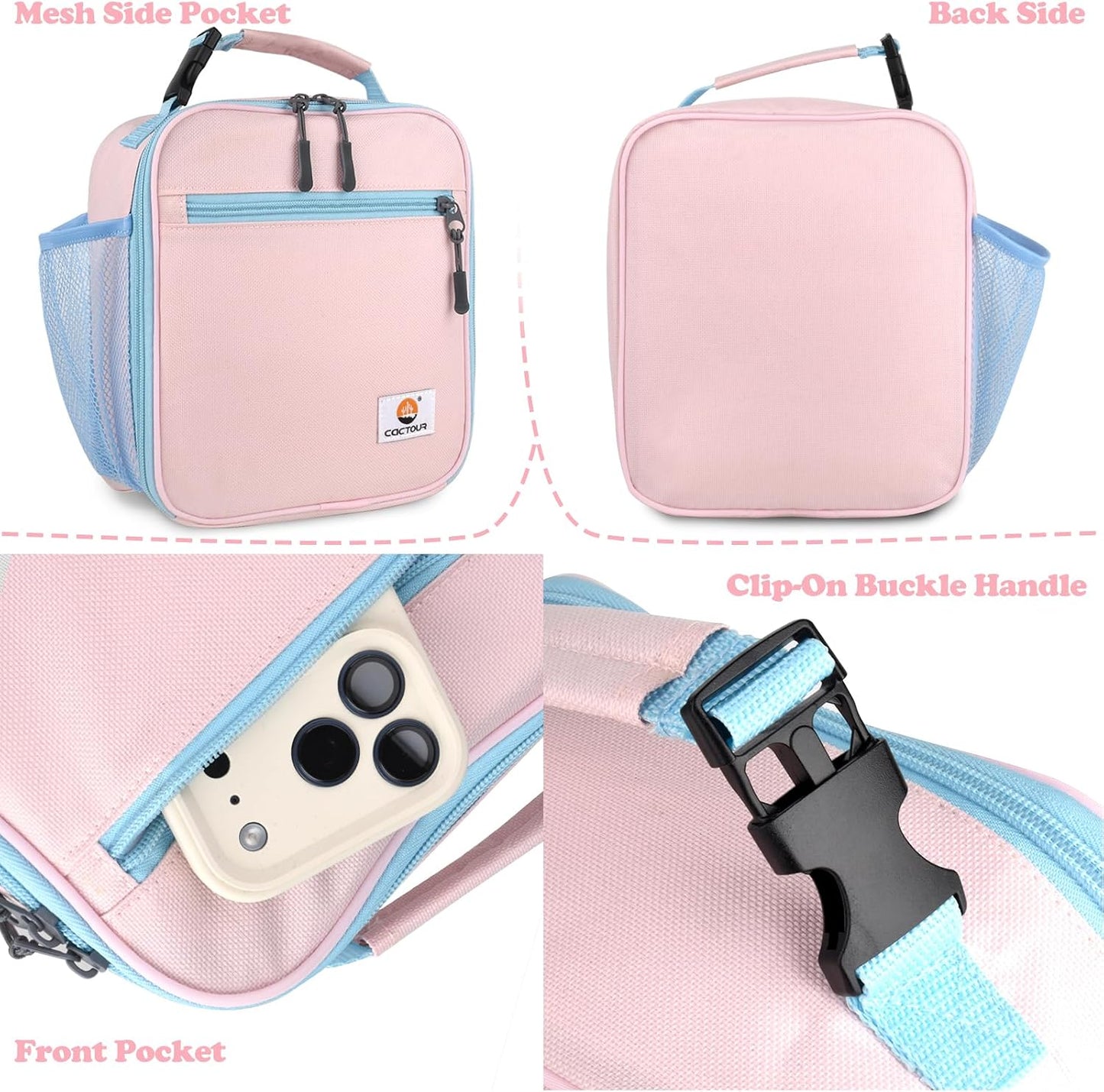CaCTOUR Lunch Box Kids,Premium Insulated Lunchbox for Girls Boys,Soft Mini Cooler Bag Back to School Thermal Reusable Lunch Bag for Work School Picnic (Blue)