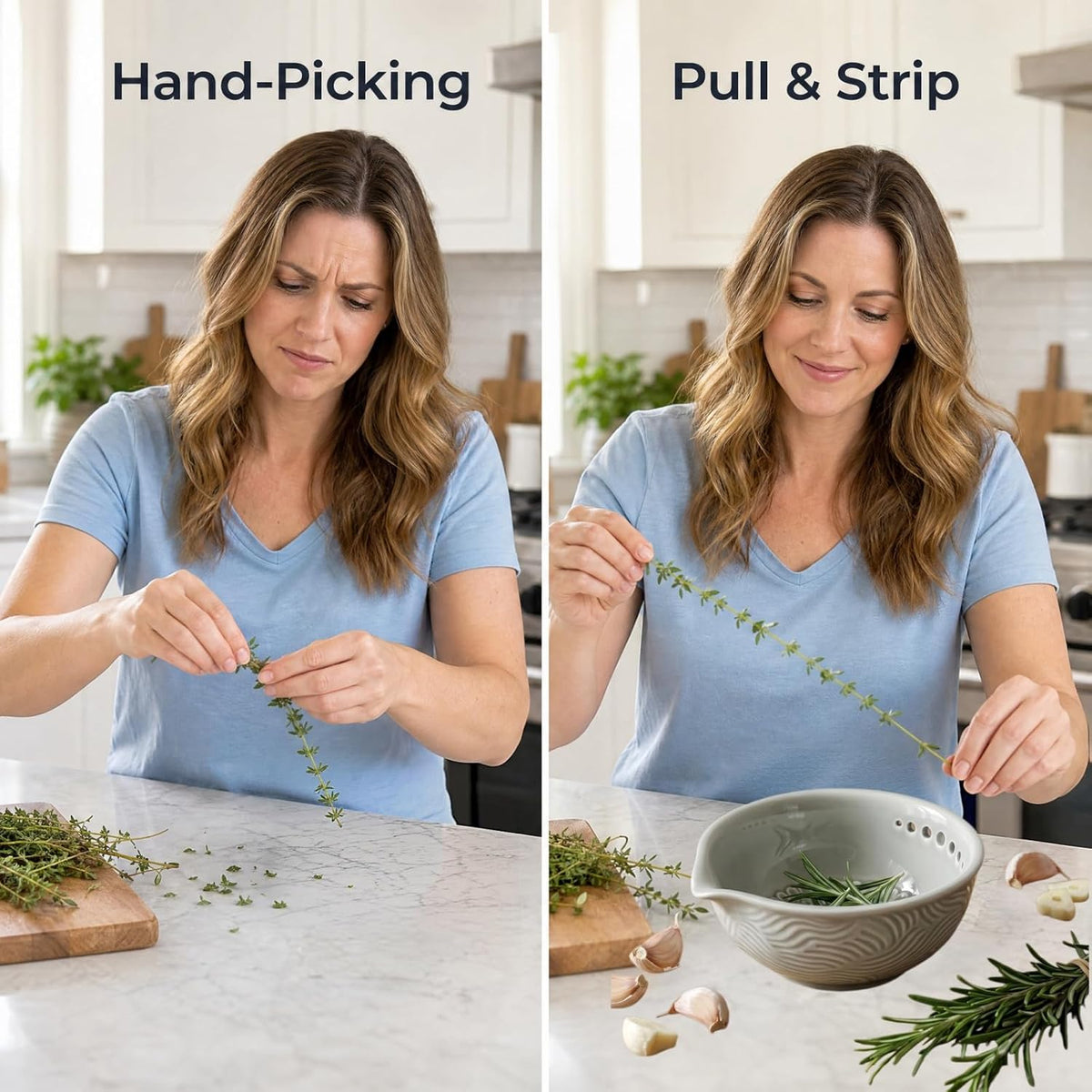 Ceramic Ginger Grater Bowl with Herb Stripper- Efficient Kitchen Tool