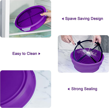 FJNATINH Collapsible Batter Bowl - Mess Free Better Breader Shaker Bowl with Lid Breading Shaker Container for Fried Fish, Fried Chicken, Onion Rings & More,No Leak,Easy to Store,Light Blue