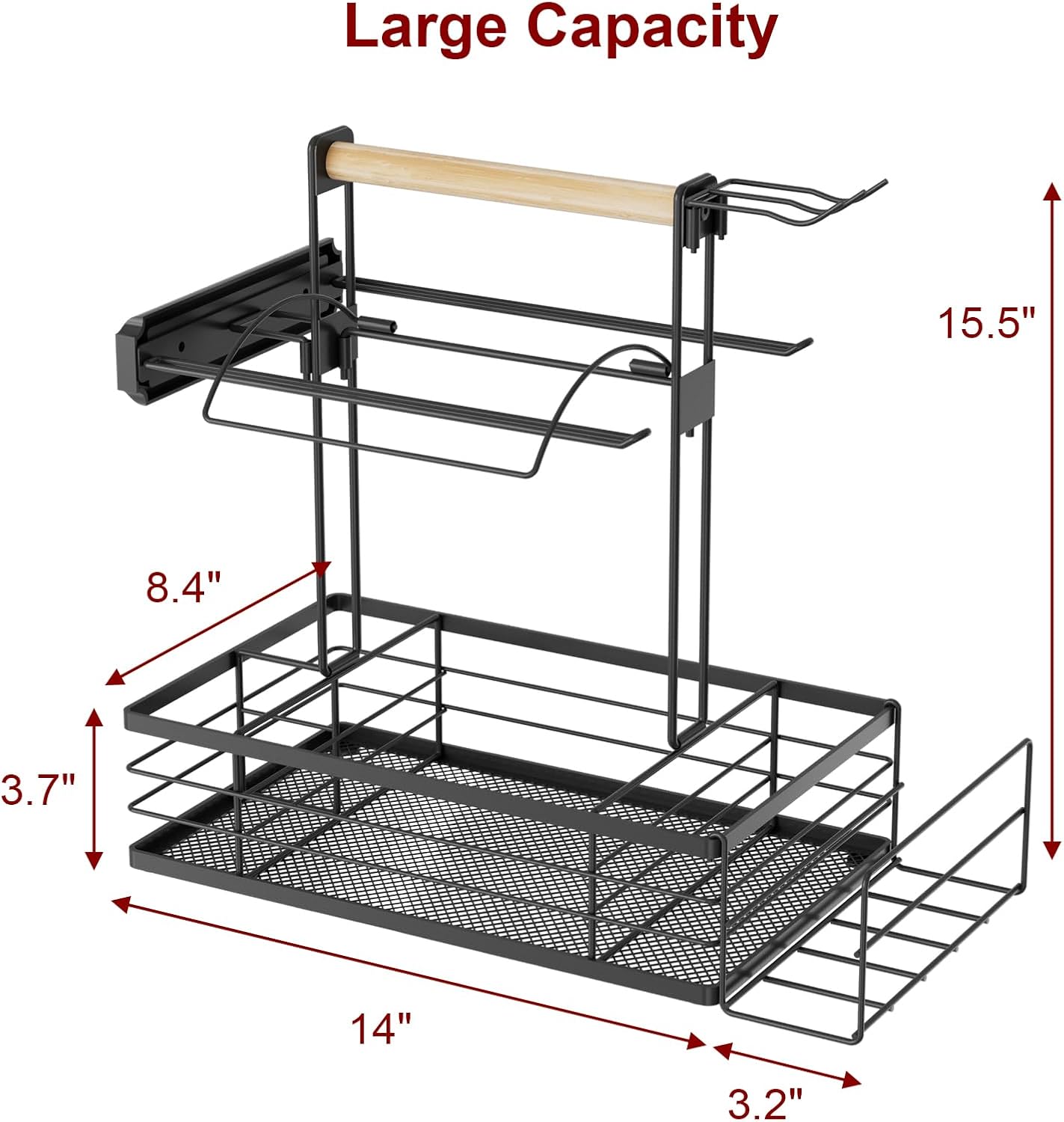 Grill Caddy with Magnetic Tool & Paper Towel Holders, Picnic Utensil Condiment Caddy, Barbecue Grill Tool Organizer for Outdoor Camping, Cooking, Camper