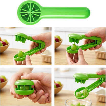 4PCS Grape Cutter Set, Grape Slicer Kitchen Gadget, Cherry Tomato Slicer, Grape Cutter Tool, daily household fruit cutting tools, Grape Quarter Cutters with Strawberry Slicers and 2 Cleaning Brushes