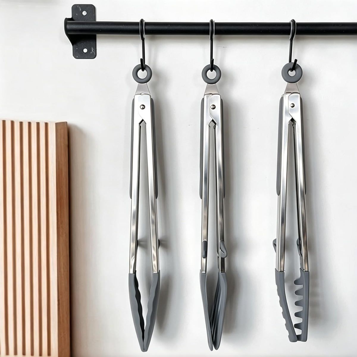 9" Kitchen Tongs for cooking with Silicone Tips, 3Pcs Serving Tongs, Blue