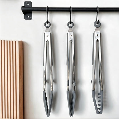 9" Kitchen Tongs for cooking with Silicone Tips, 3Pcs Serving Tongs, Blue