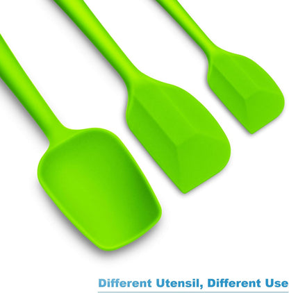 Silicone Spatula 3-piece Set, Ergonomic Handle High Heat-Resistant Spatulas, Non-stick Rubber Spatulas with Stainless Steel Core, Black
