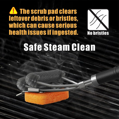 GRILLART Grill Brush [Bristle Free Pad & Wire] Combined BBQ Brush, Safe & Powerful Grill Cleaning Brush - 18" Grill Cleaner Brush Scrubber for Gas/Porcelain/Charbroil Grates – Gifts for Men/Dad
