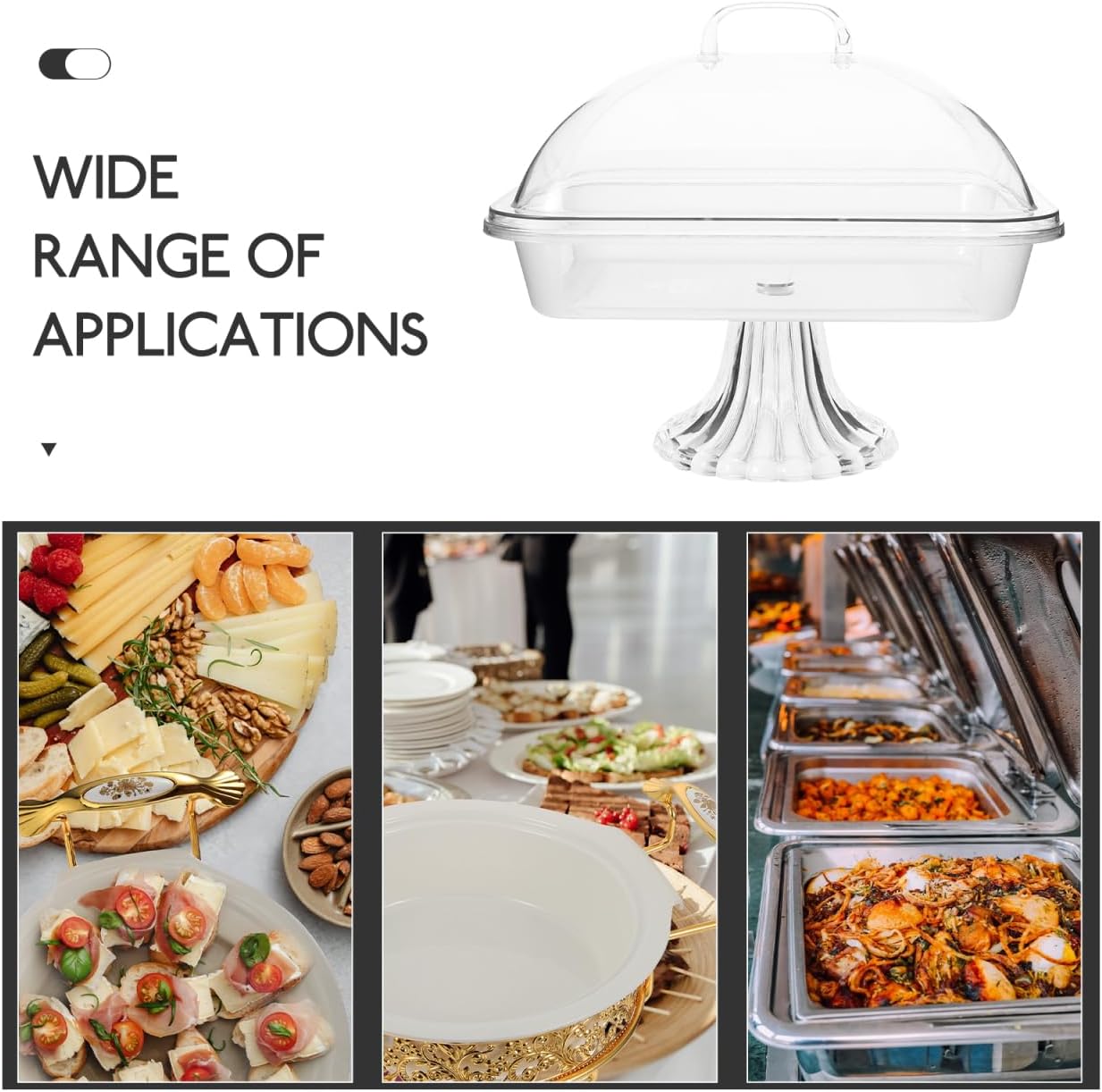 Cake Display Tray with Dome Clear Acrylic Cover Reusable Snack Serving Platter 10.82X8.46X8.26In Perfect for Birthday Christmas and Party Dessert Presentation