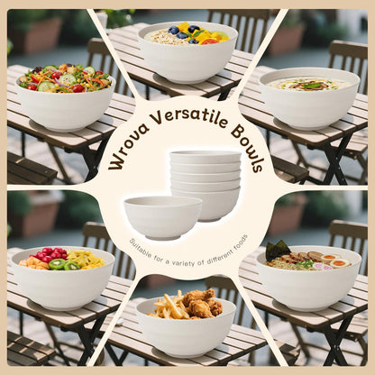 Wrova Wheat Straw Bowls for Kitchen set of 6,Anti-Scald Thick Soup Bowls 40oz,Microwave and Dishwasher Safe Bowl Sets, Unbreakable Cereal Bowl Sets. Vibrant Series