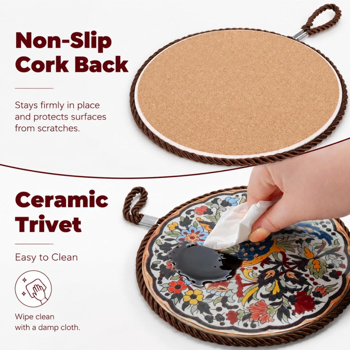 6 Pack 6.7" Trivets for Hot Dishes, Pots and Pans, Heat Resistant