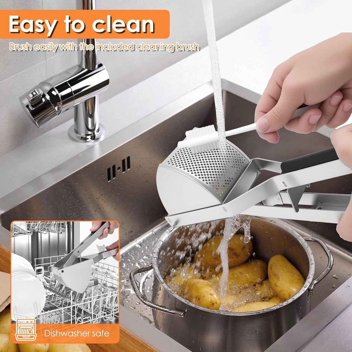Potato Ricer Stainless Steel 22oz Large Mashed Potato Ricer for Masher Potatoes, Heavy Duty, Dishwasher Safe, Large Capacity