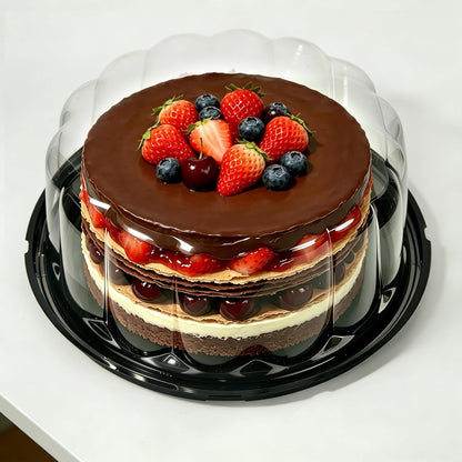 6 Pack Disposable Cake Containers with Lids,Cake Carrier,Plastic Cakes Stand with Lid,Cakes Covers Plastic with Dome and Base,Display Containers For Transport,Bundt Cake Pan (8 Inches-6 Pack)