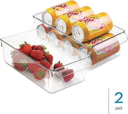 iDesign Fridge Storage Bin with Handle - Fridge Tray for Meats and Cheeses - Set of 2 - Clear