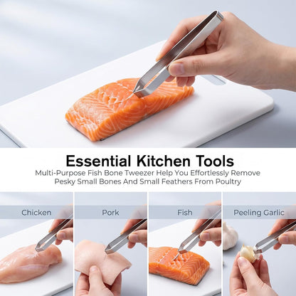 Fish Bone Tweezers with Flat Pin Bone Remover Tweezers