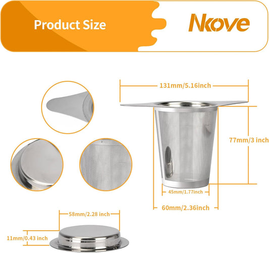 NKOVE Stainless Steel Tea Infuser, Loose Leaf Tea Strainer, Fine Mesh