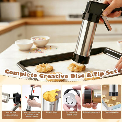 Cookie Press Gun Kit- Stainless Steel Cookie Shooter